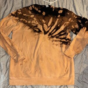 Tie-Dye Ripped Distressed Sweatshirt Crew Neck Long Top Tunic